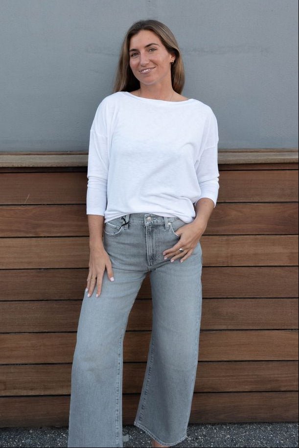 Tahoe Jersey Clara 3/4 Slv Top - White - Jaffi's