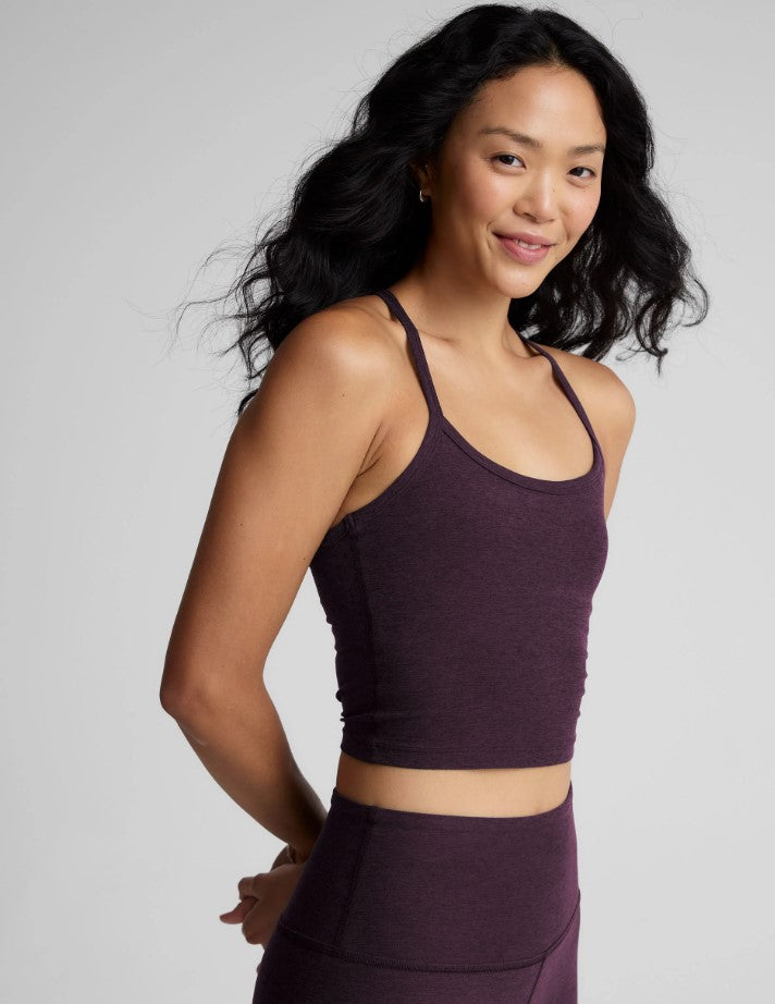 Slim Racerback Cropped Tank - Eggplant Purple Heather