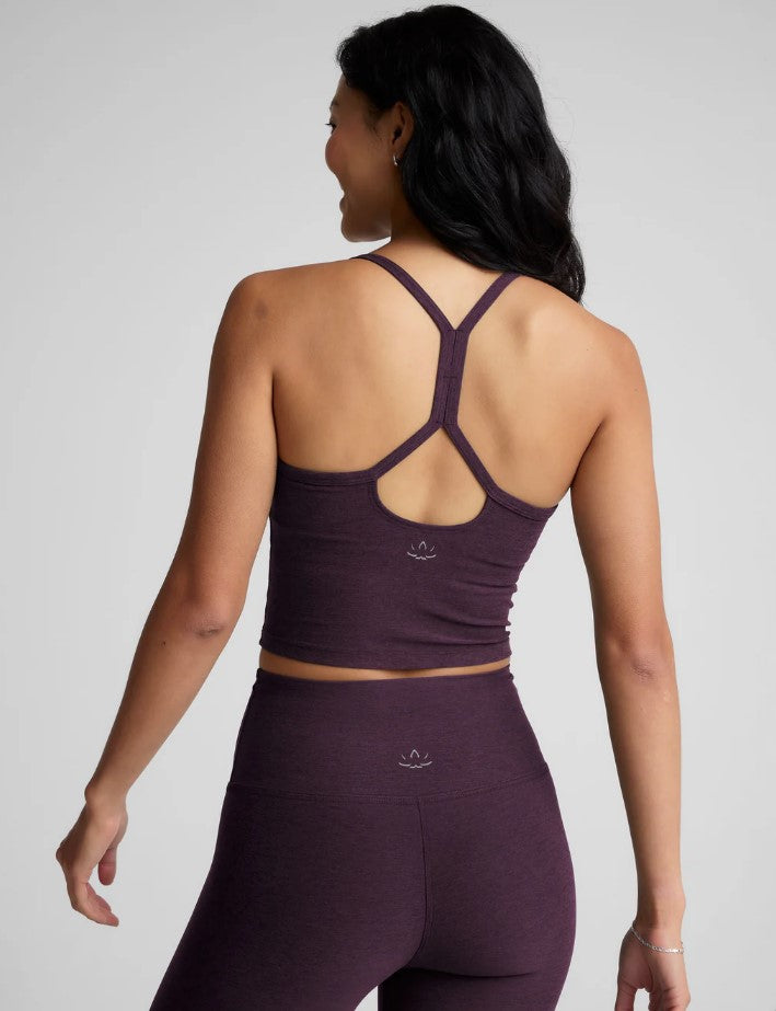 Slim Racerback Cropped Tank - Eggplant Purple Heather