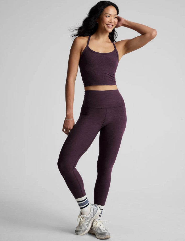 Slim Racerback Cropped Tank - Eggplant Purple Heather