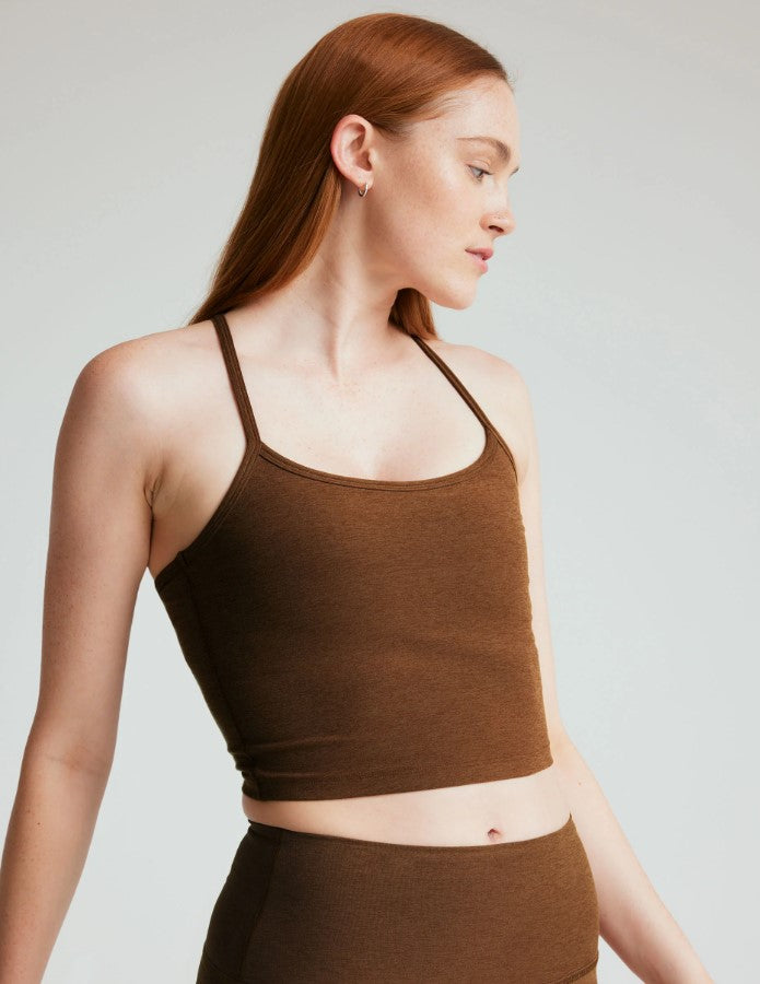 Spacedye Slim Racerback Cropped Tank - Bold Mocha Heather