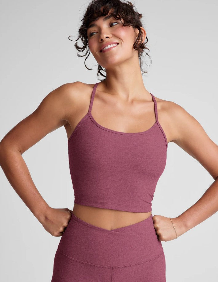 Spacedye Slim Racerback Cropped Tank - Smooth Mauve Heather
