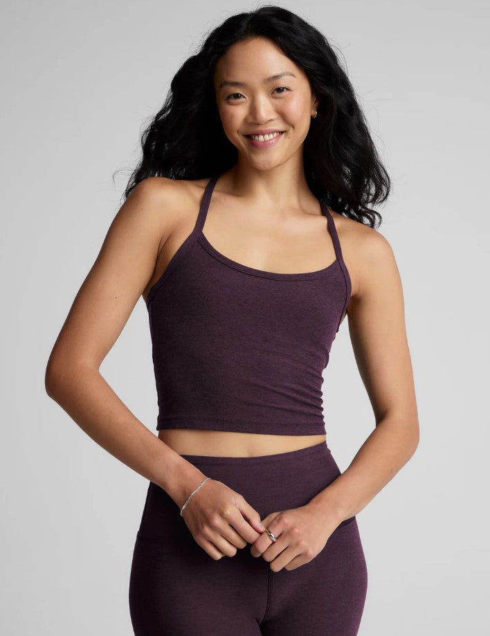 Slim Racerback Cropped Tank - Eggplant Purple Heather