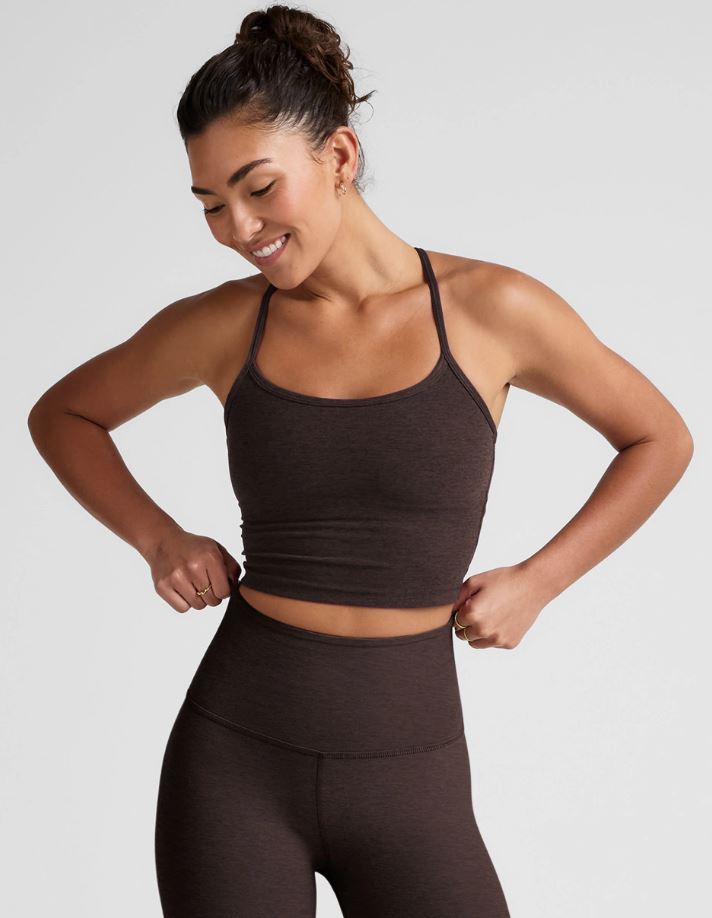 Slim Racerback Cropped Tank - Dark Chocolate Heather