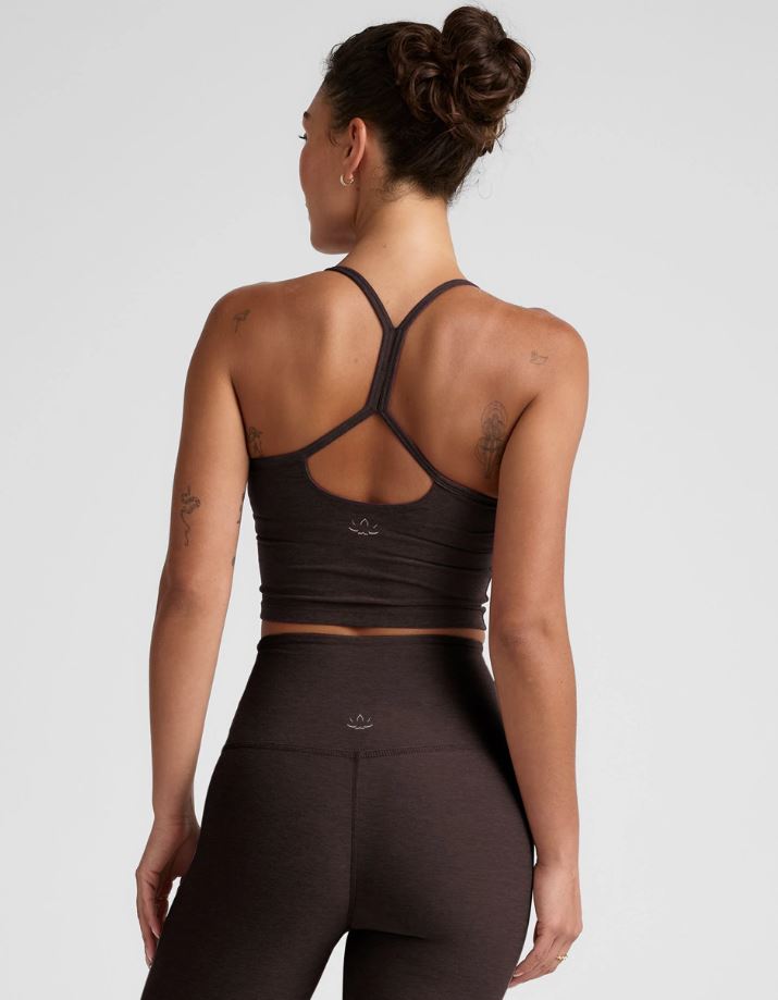 Slim Racerback Cropped Tank - Dark Chocolate Heather