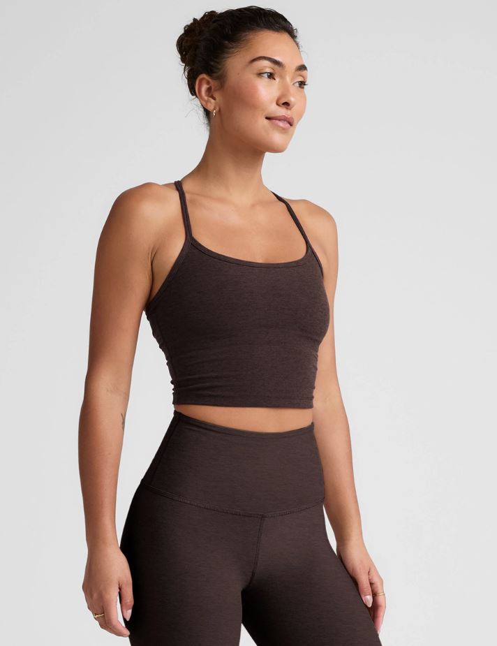 Slim Racerback Cropped Tank - Dark Chocolate Heather