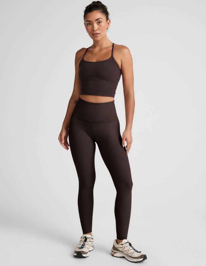 Slim Racerback Cropped Tank - Dark Chocolate Heather