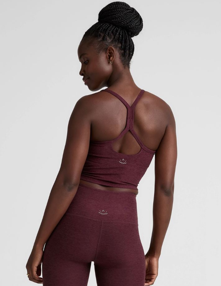 Slim Racerback Cropped Tank - Midnight Burgundy Heather