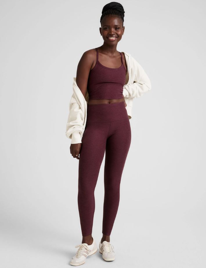 Slim Racerback Cropped Tank - Midnight Burgundy Heather