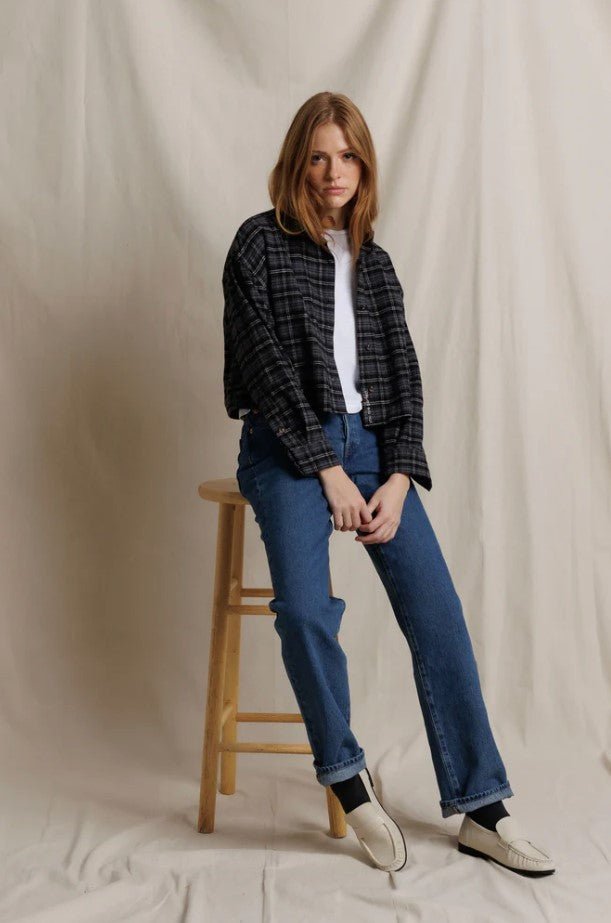 Tate Button Down - Black Plaid - Jaffi&