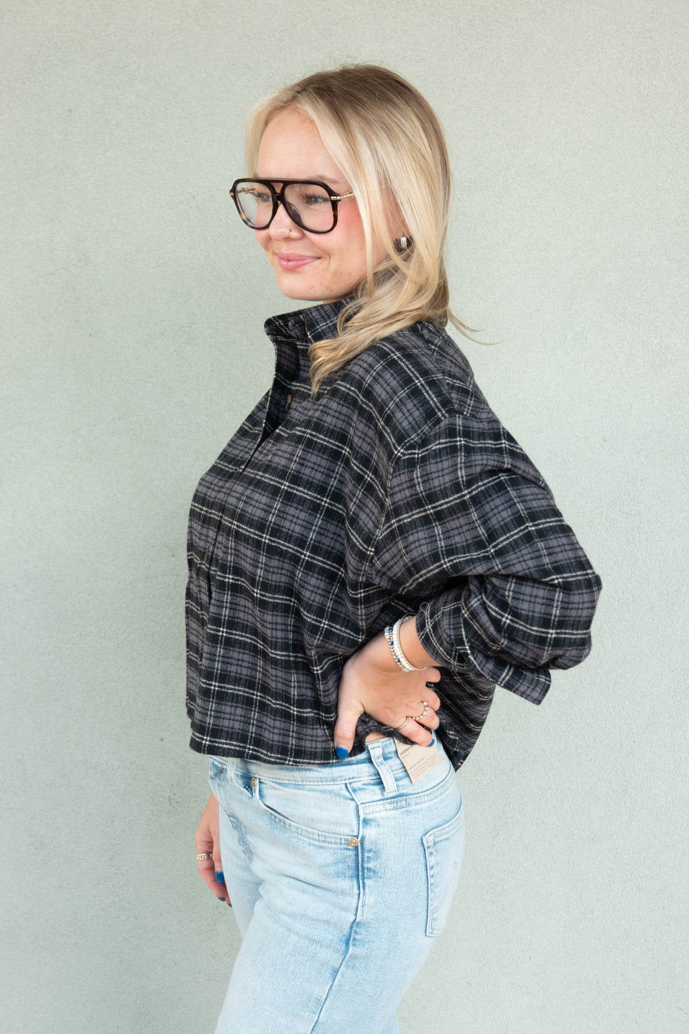 Tate Button Down - Black Plaid - Jaffi's