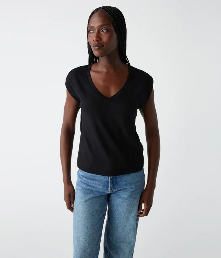 Tati V-Neck Power Shoulder Top