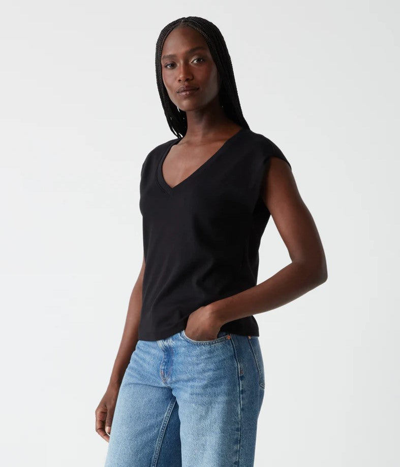 Tati V-Neck Power Shoulder Top