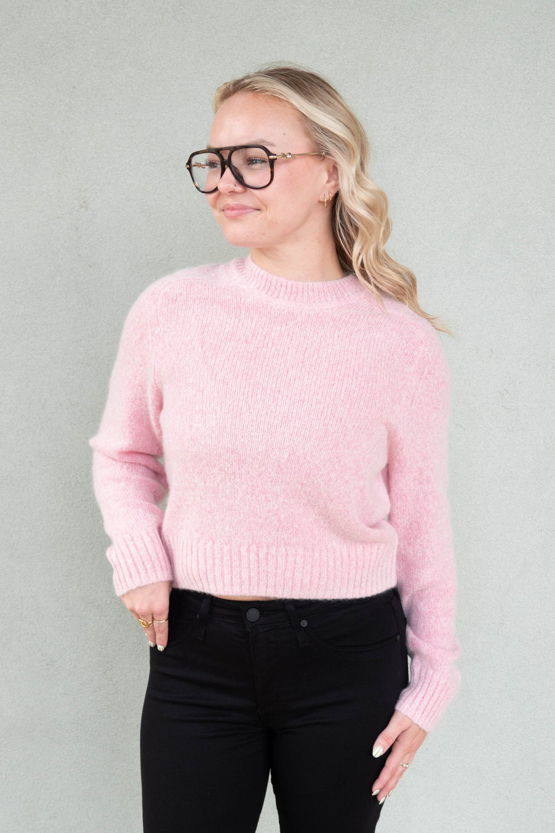 Terryl Crew Neck Cashmere Sweater - Peony - Jaffi's