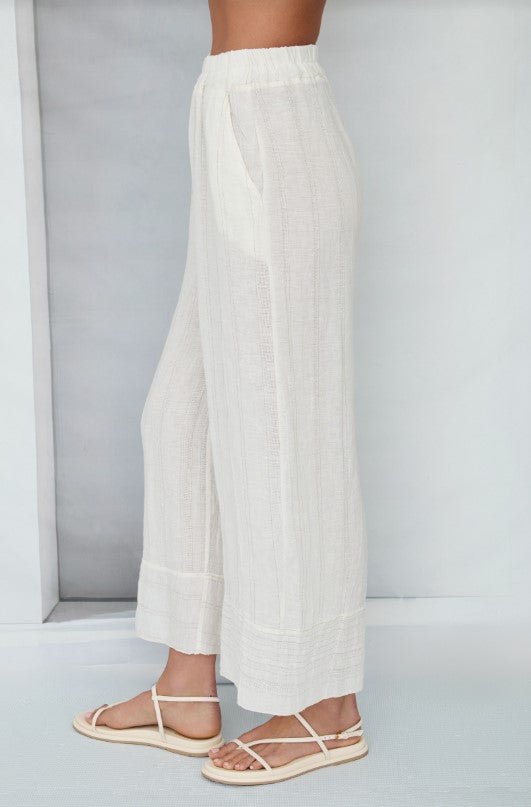Texture Stripe Linen Pant - Butter - Jaffi's
