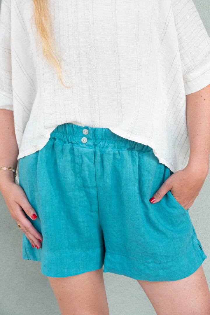 Texture Stripe V Neck Top - Butter - Jaffi&