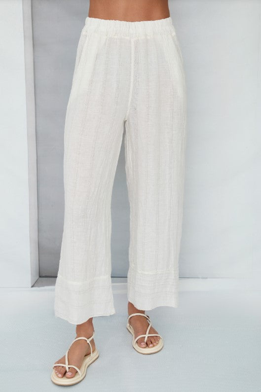 Texture Stripe Linen Pant - Butter