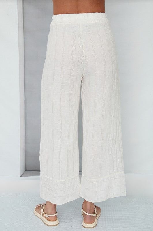 Texture Stripe Linen Pant - Butter