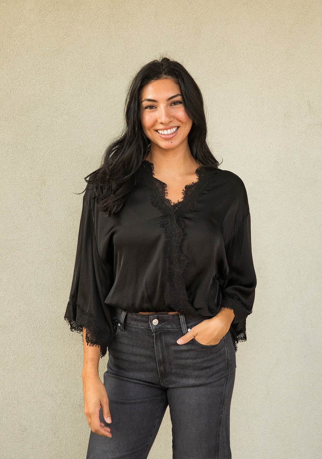 Tia Lace Top - Black - Jaffi's