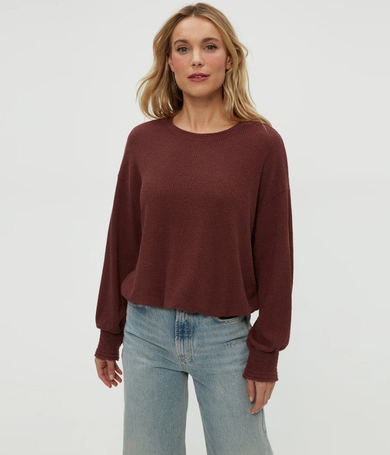 Tia Ribbed Pullover - Espresso - Jaffi's