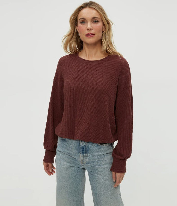 Tia Ribbed Pullover - Espresso - Jaffi's