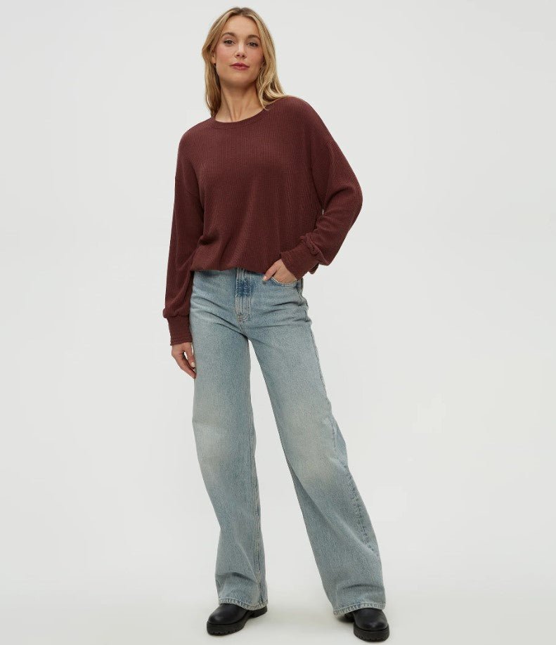 Tia Ribbed Pullover - Espresso - Jaffi's