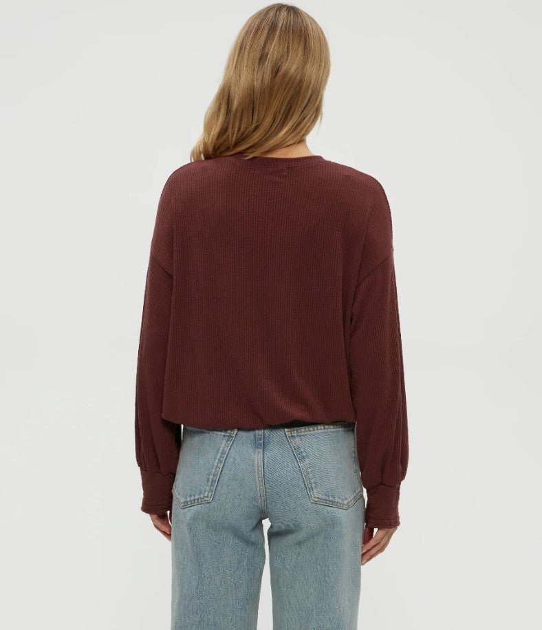Tia Ribbed Pullover - Espresso - Jaffi's