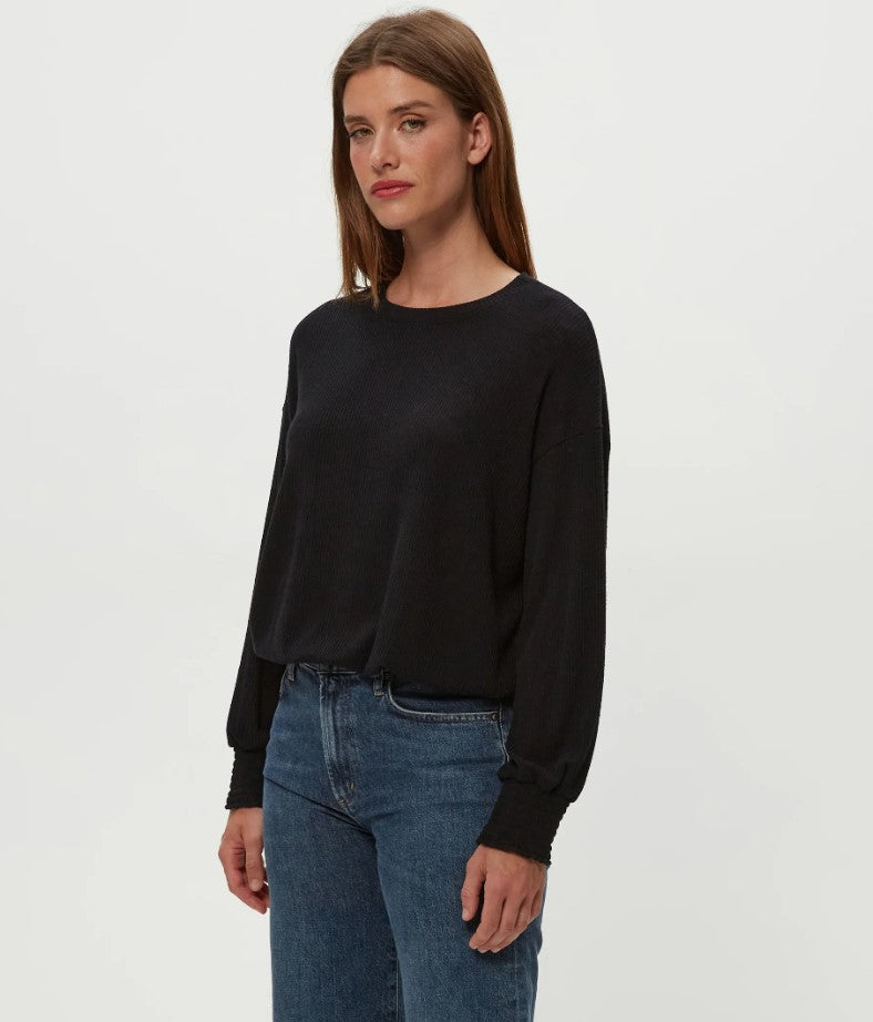 Tia Ribbed Pullover - Black
