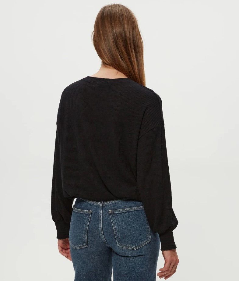 Tia Ribbed Pullover - Black