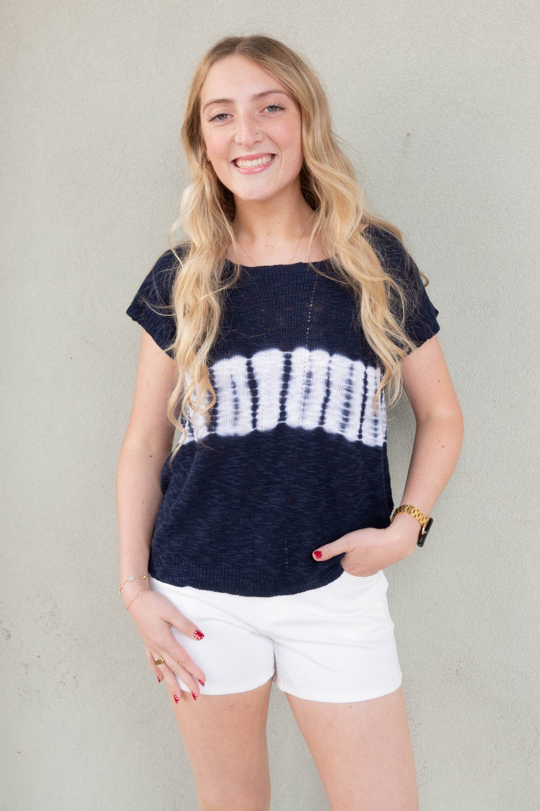 Tie Dye Sea Breeze Top - Midnight Blue - Jaffi's