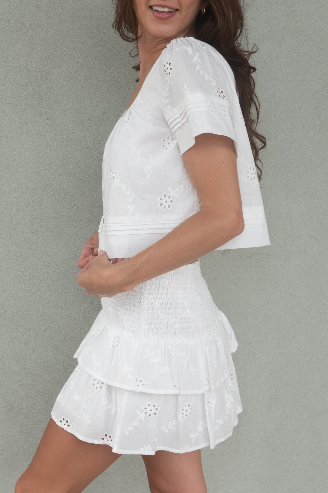 Tier Ruffle Mini Skirt - White - Jaffi's