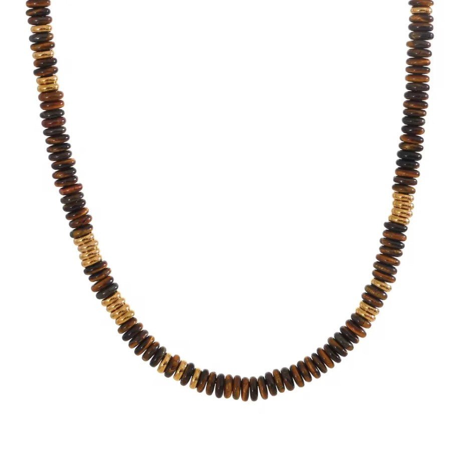 Tiger Eye Beaded Necklace - Jaffi's