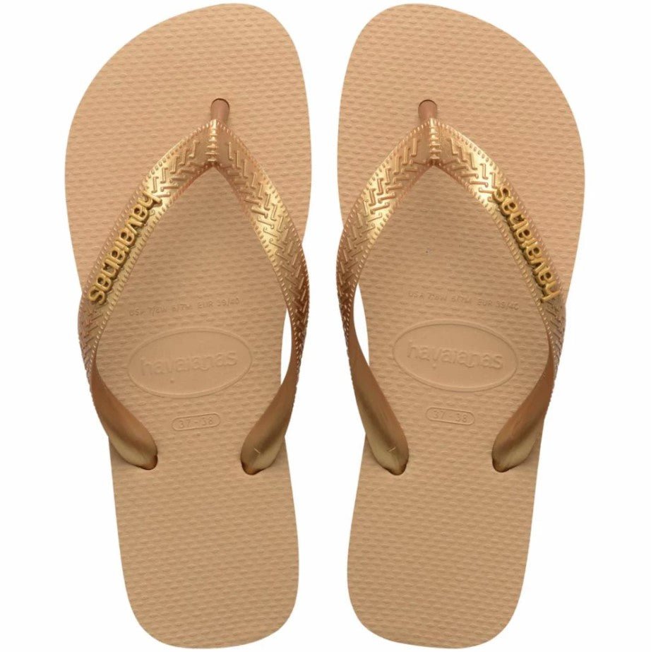 Top Logo Metallic Flip Flop - Golden - Jaffi's