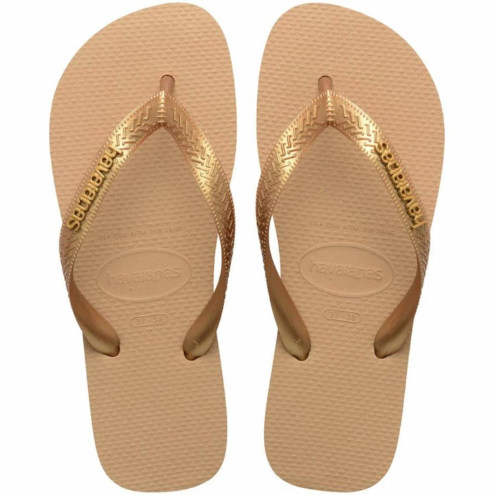 Top Logo Metallic Flip Flop - Golden - Jaffi&