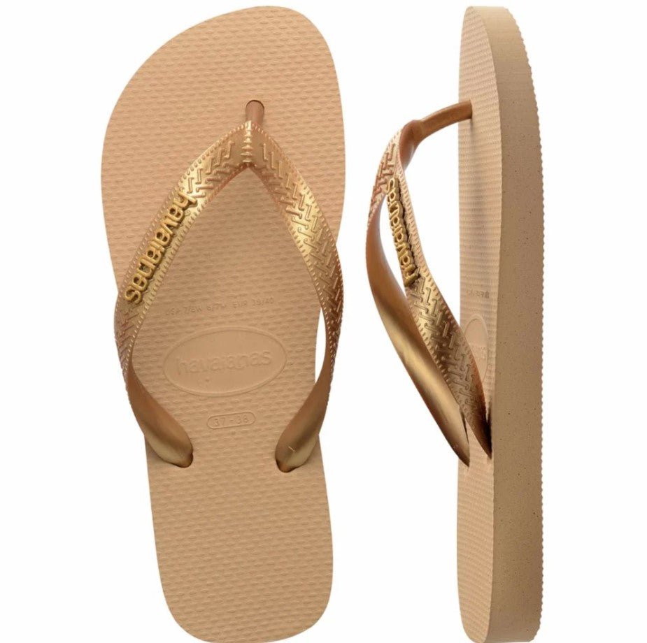 Top Logo Metallic Flip Flop - Golden - Jaffi&