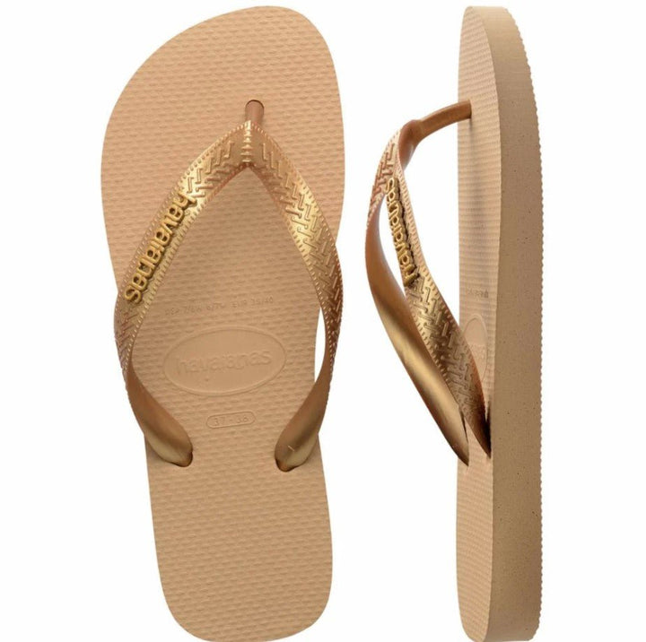 Top Logo Metallic Flip Flop - Golden - Jaffi&