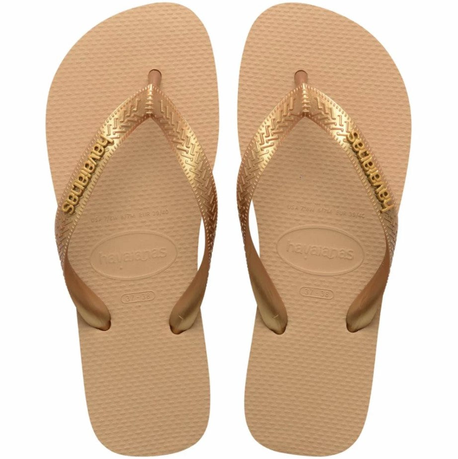 Top Logo Metallic Flip Flop - Golden