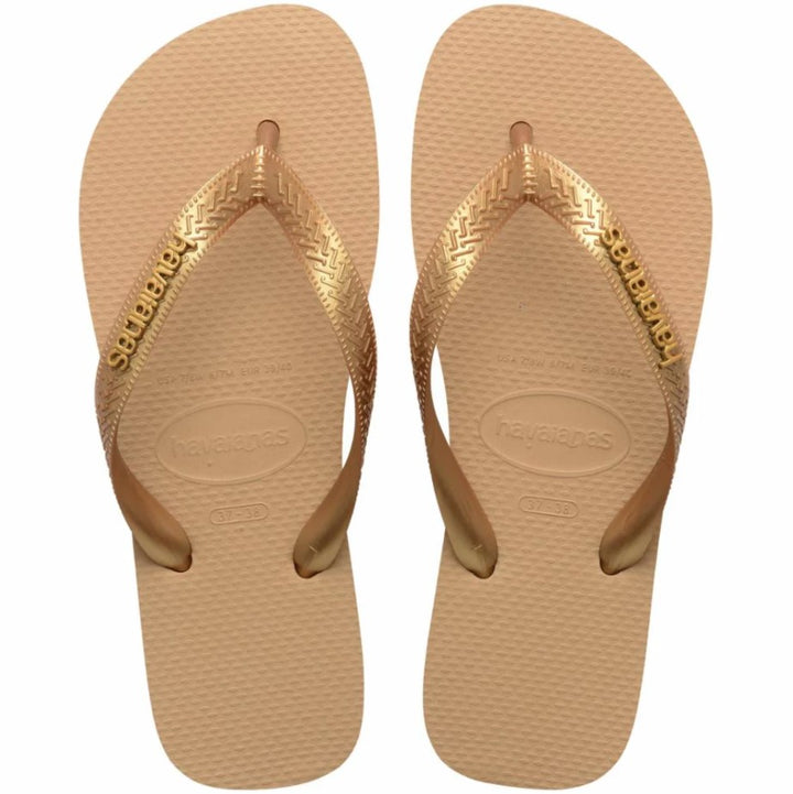 Top Logo Metallic Flip Flop - Golden