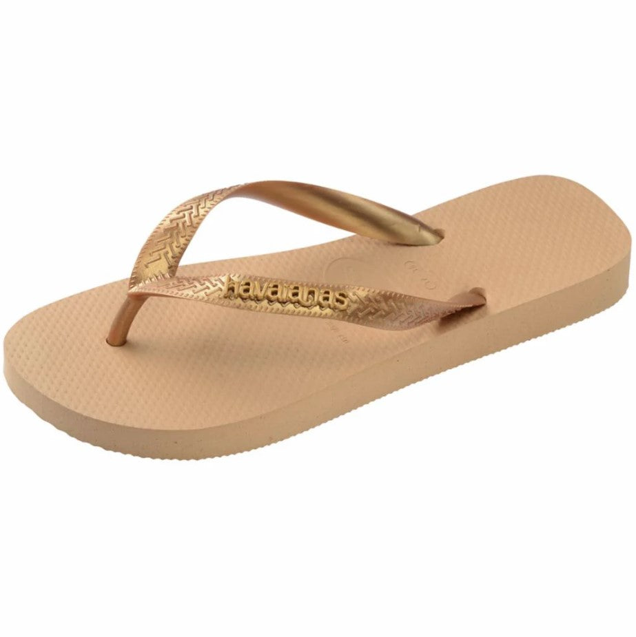 Top Logo Metallic Flip Flop - Golden