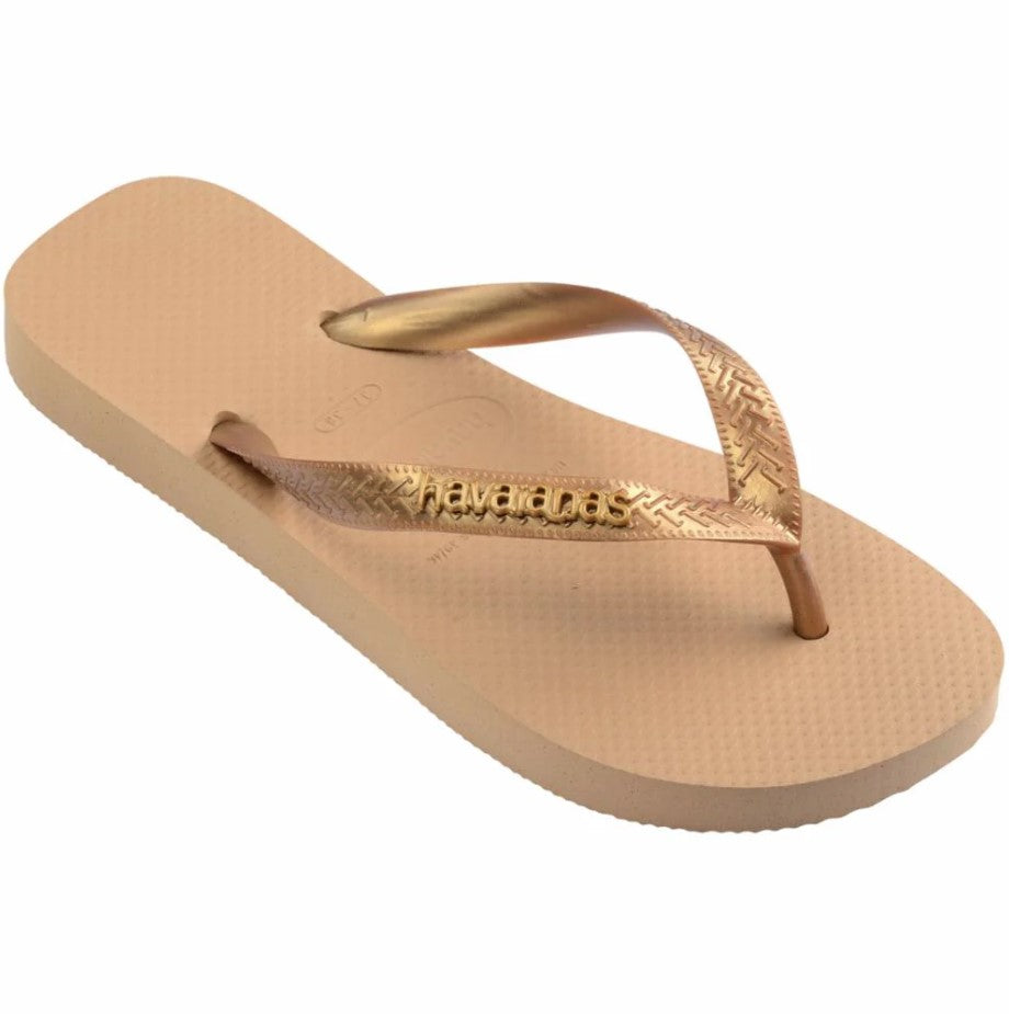 Top Logo Metallic Flip Flop - Golden