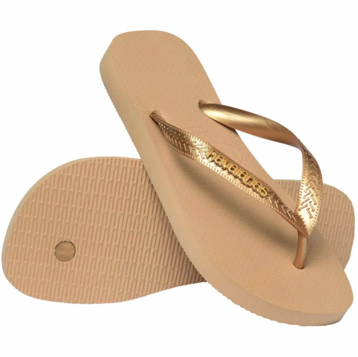 Top Logo Metallic Flip Flop - Golden