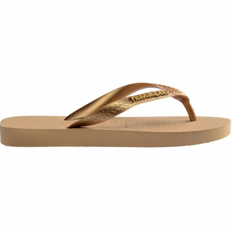 Top Logo Metallic Flip Flop - Golden