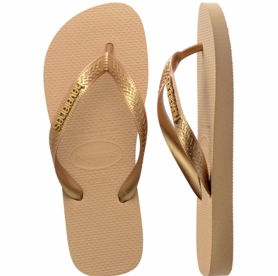 Top Logo Metallic Flip Flop - Golden