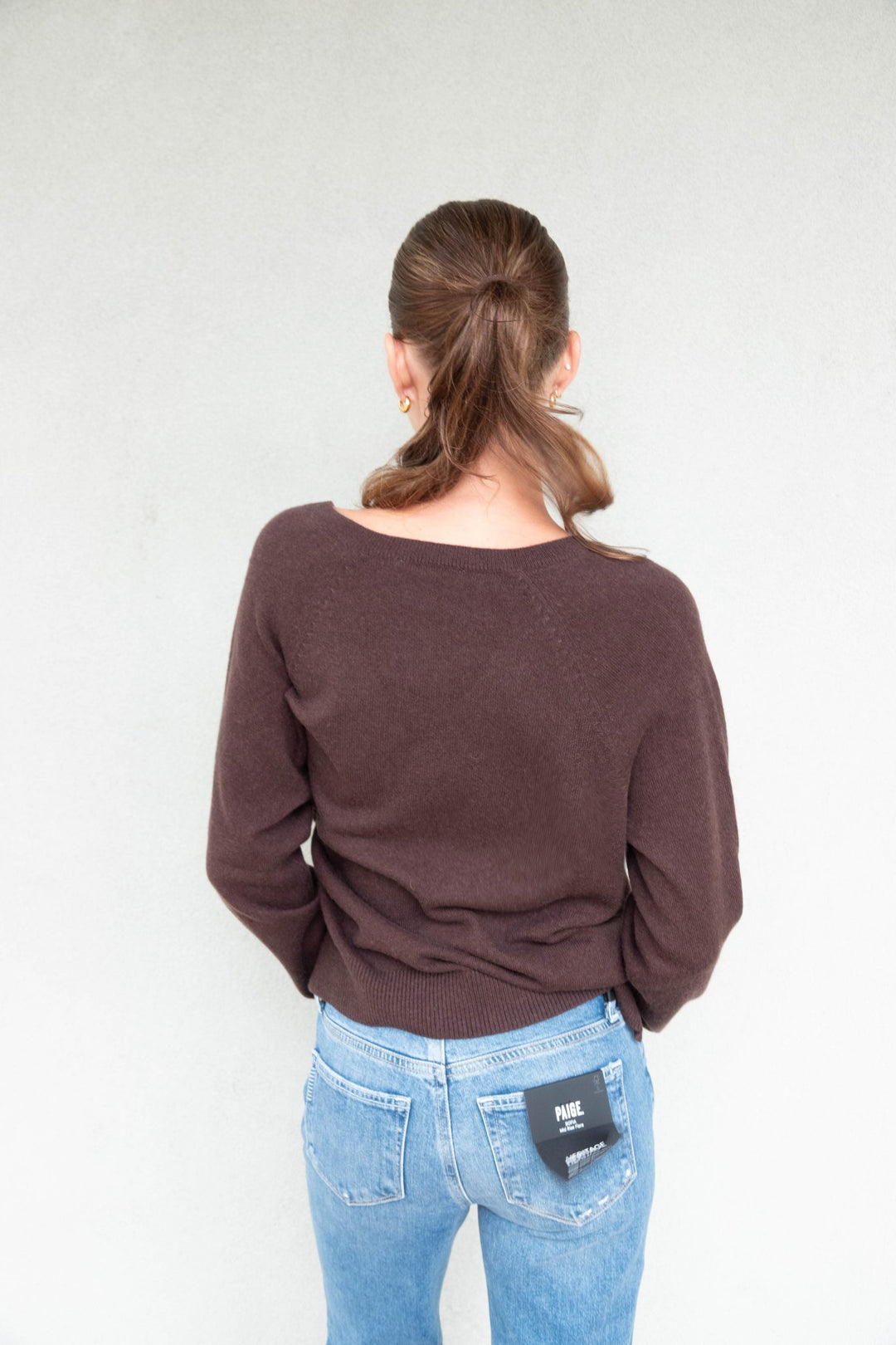 Tori V Neck Cashmere Sweater - Java - Jaffi&