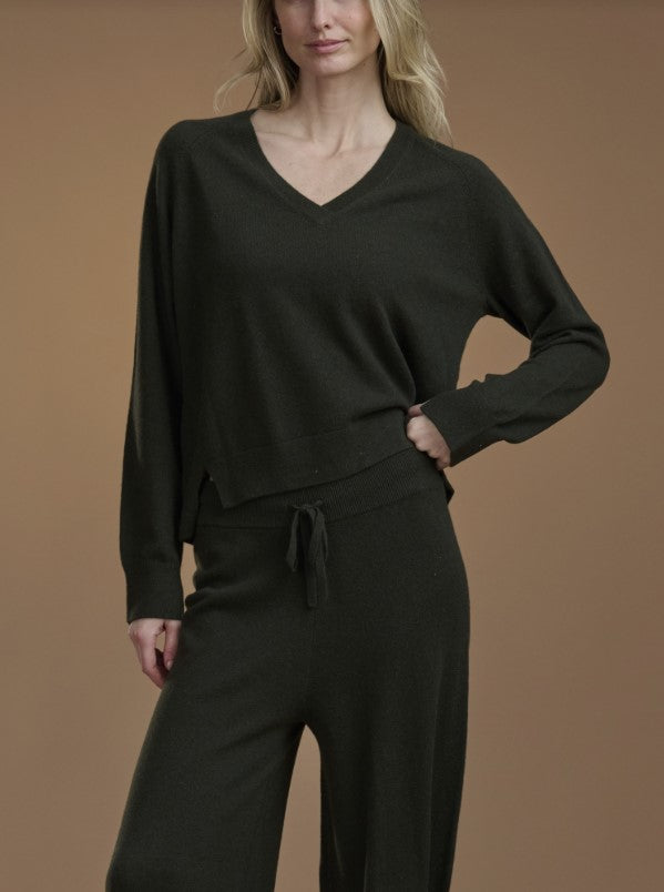 Tori V Neck Cashmere Sweater - Pine