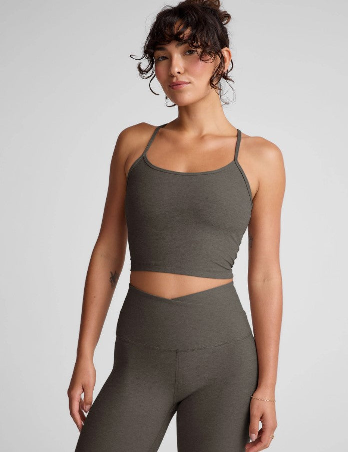 Spacedye Slim Racerback Cropped Tank - True Gray Heather