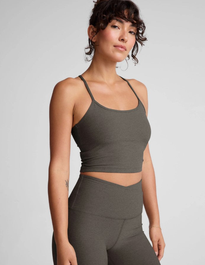 Spacedye Slim Racerback Cropped Tank - True Gray Heather