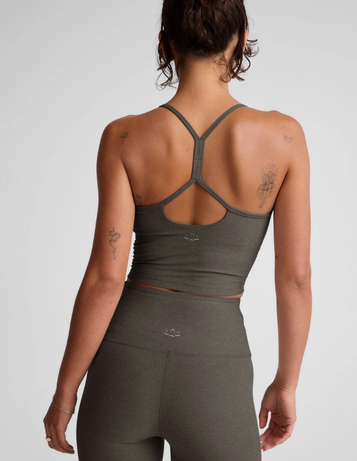 Spacedye Slim Racerback Cropped Tank - True Gray Heather