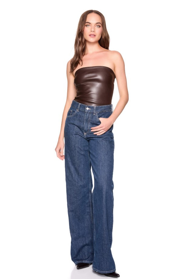 Faux Leather Tube Top - Java