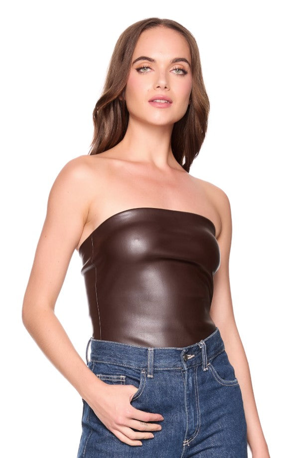 Faux Leather Tube Top - Java